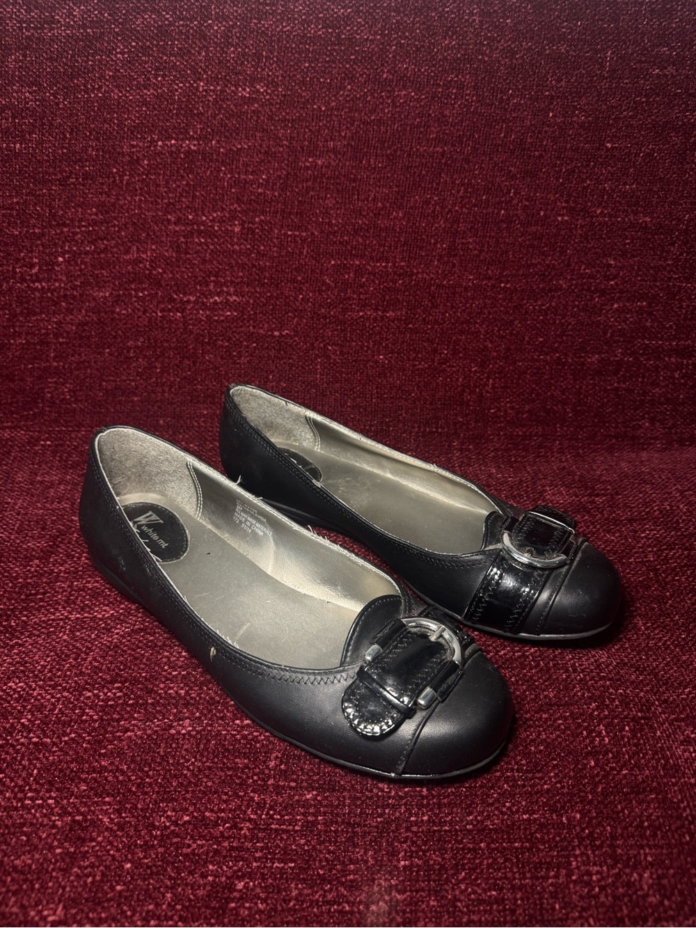 Women's Black Buckle Detail Ballet Flats